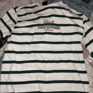 Huf green and white striped long sleeve